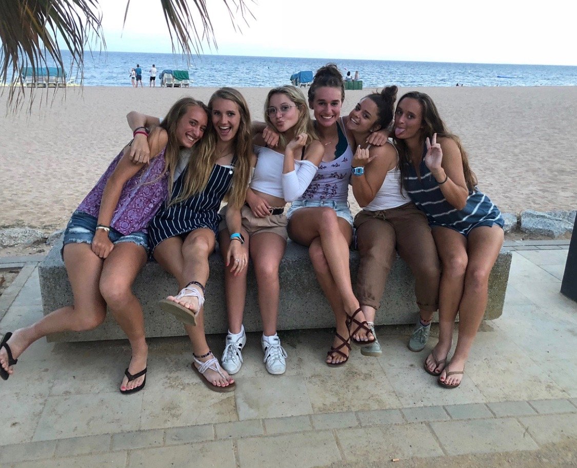 Students enjoying the beach